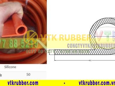 Ron silicone đùn chịu nhiệt chữ P dày 3mm