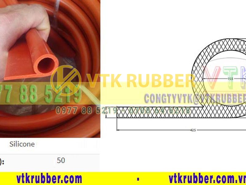 Ron silicone đùn chịu nhiệt chữ P dày 3mm