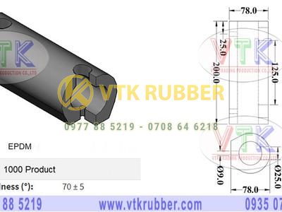 Đệm cao su xe hình hộp chữ nhật 200mm x 78mm x 78mm
