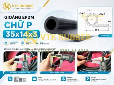 Gioăng EPDM chữ P 35x14x3 chống nước kín khít tại Vĩnh Long