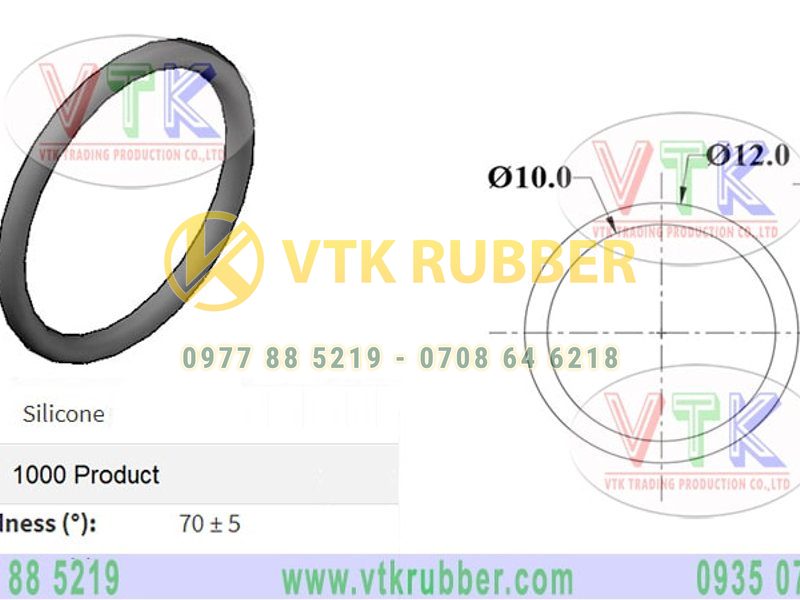 Oring silicone đỏ 10mmx12mm