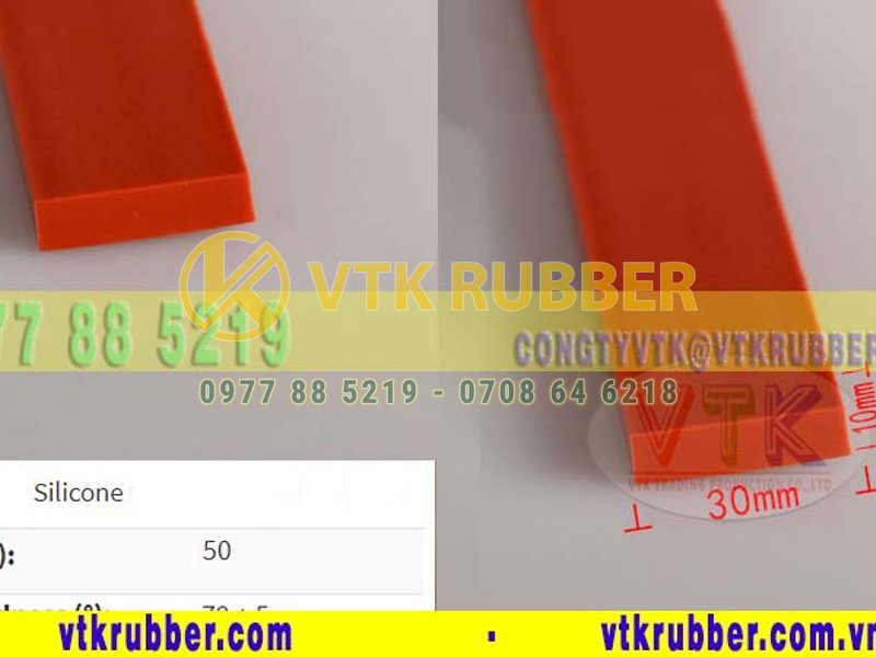 Ron silicone đỏ hình chữ nhật 10mm x 30mm