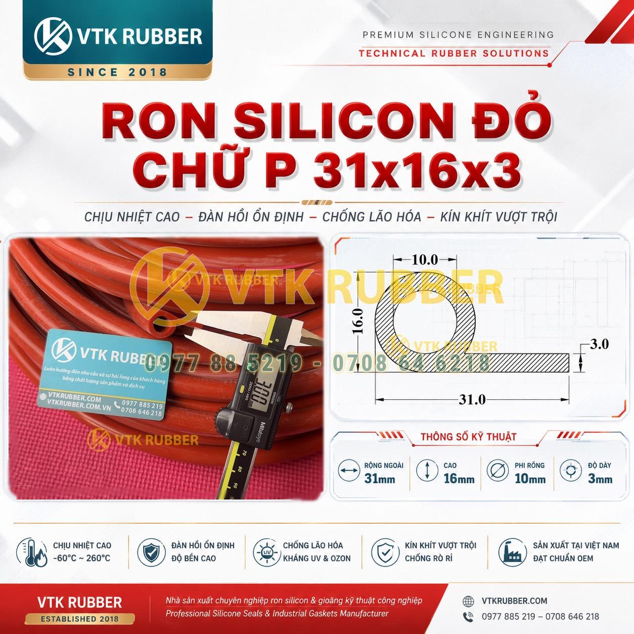 Ron silicon đỏ chữ P 31x16x3 tại Huế chuyên dùng cho cửa lò, tủ sấy và thiết bị công nghiệp, đàn hồi cao, chống nhiệt hiệu quả.