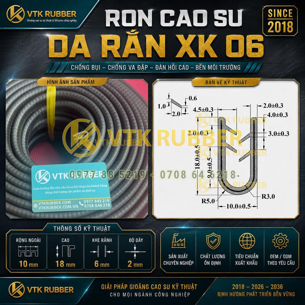 RON CAO SU DA RẮN XK 06, (10x18x2)MM