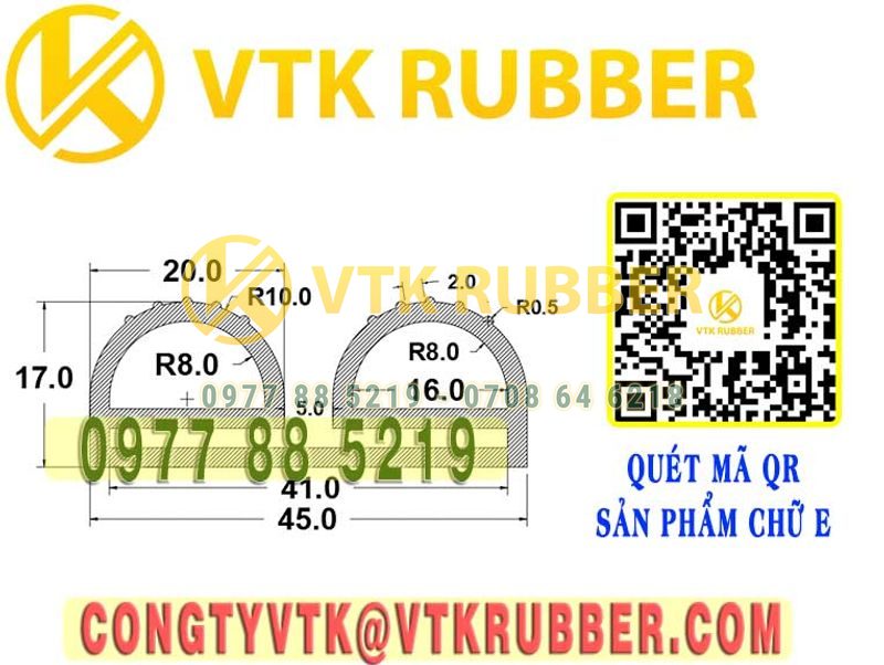 Ron silicon  chữ E 45x17x2