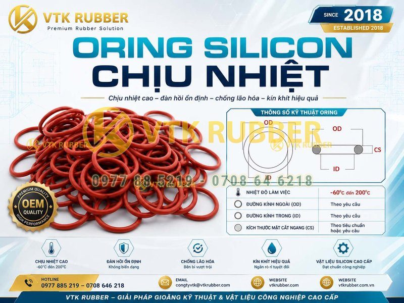 Oring silicon chịu nhiệt tại Quảng Ngãi chất lượng cao
