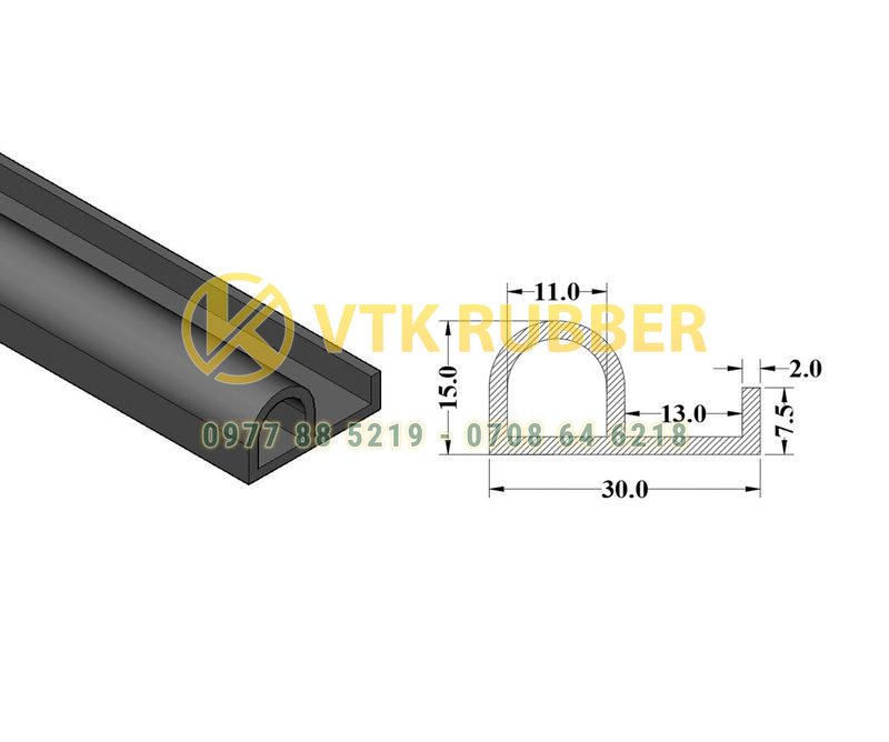 Ron cao su chữ P 30x15x2