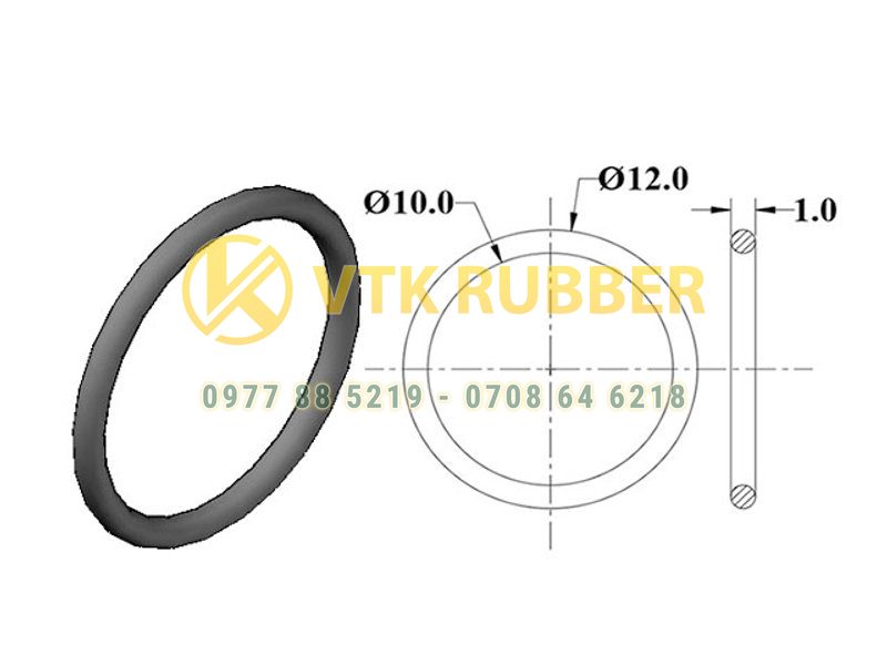 Oring silicone xanh OD 12mm ID 10mm