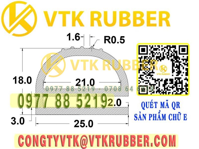 Ron silicon  chữ E 25x18x2