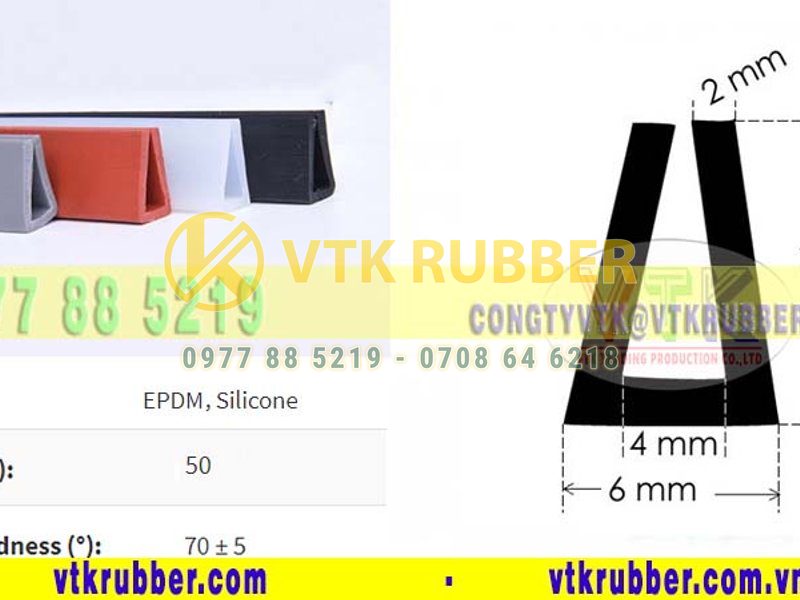 Ron silicone đùn chữ U khe 2x4mm