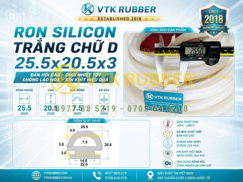 Ron silicon trắng chữ D 25.5x20.5x3 ở Vĩnh Long