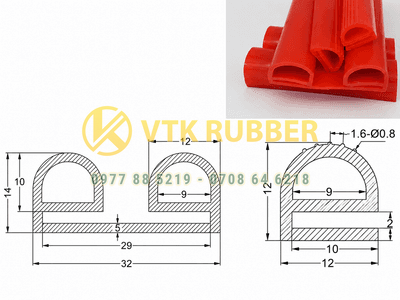 Gioăng cao su xốp, silicon chữ E chịu nhiệt, chịu dầu, chịu lực
