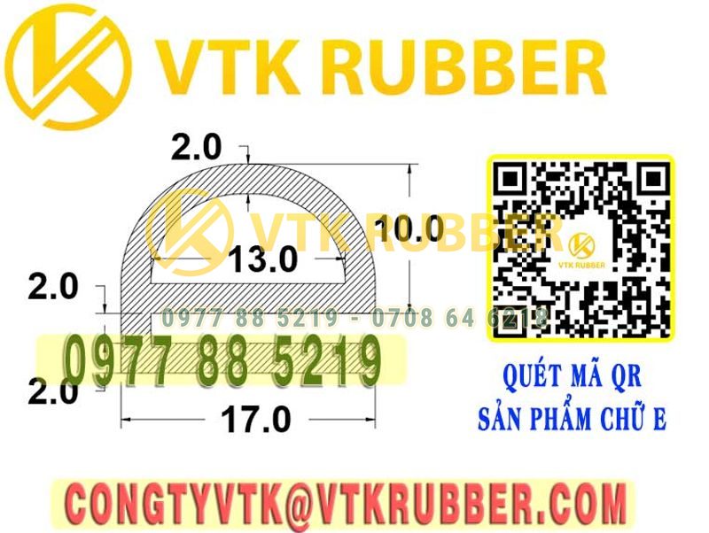 Ron silicon  chữ E 17x14x2