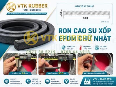 Ron xốp EPDM chữ nhật 5x50 chống nước, cách âm tại Tây Ninh