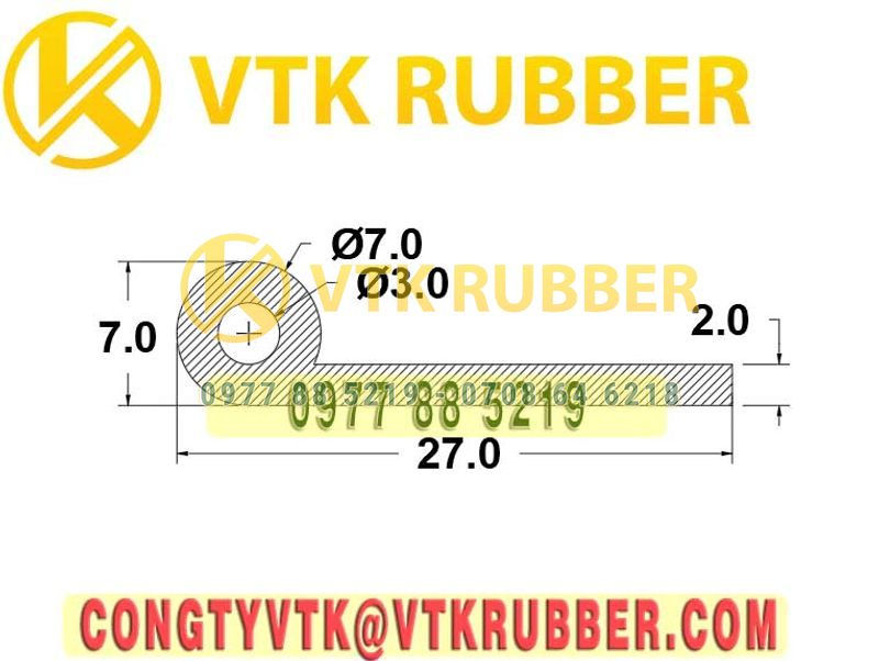 Ron cao su chữ P 27x7x2