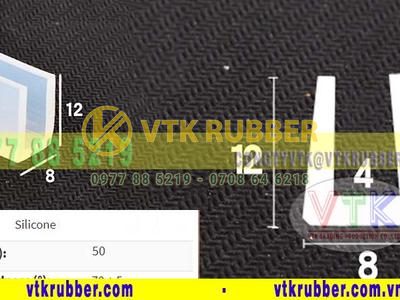 Ron cao su silicone chữ U trắng trong 8mm x 12mm