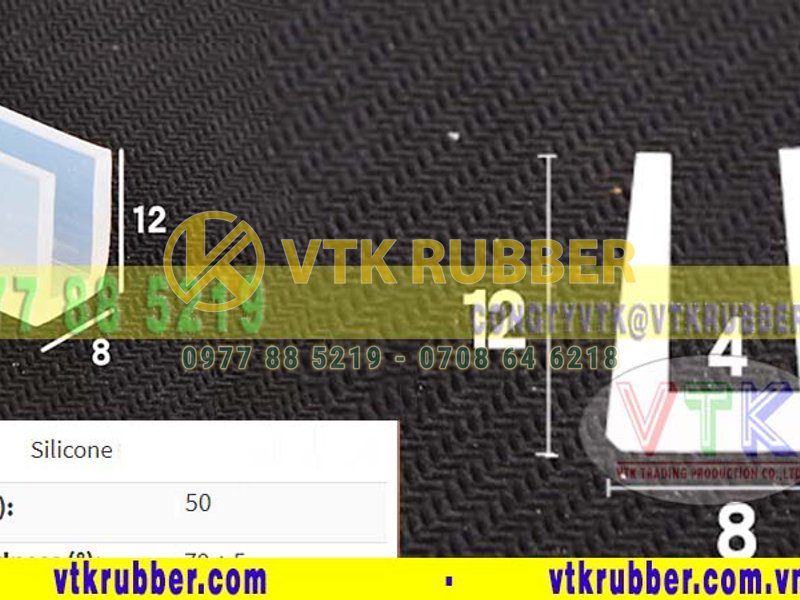 Ron cao su silicone chữ U trắng trong 8mm x 12mm