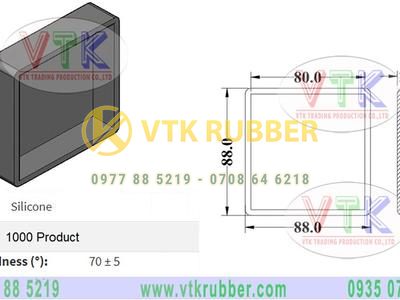Ron silicone hình hộp vuông 88mm x 88mm x 22mm