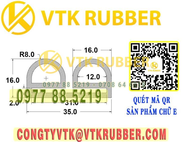 Ron silicon  chữ E 35x16x2