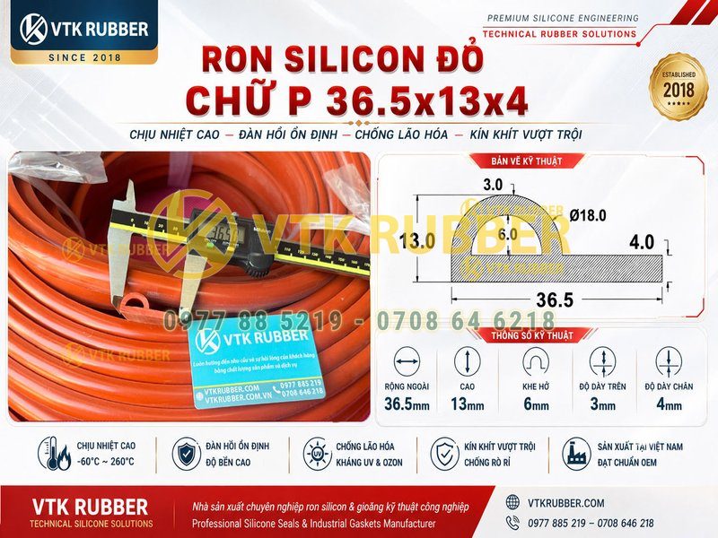 Ron silicon đỏ chữ P 36.5x13x4 tại Khánh Hòa