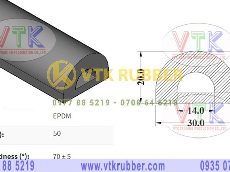 Gioăng cao su EPDM chịu lực chữ D ở Lâm Đồng