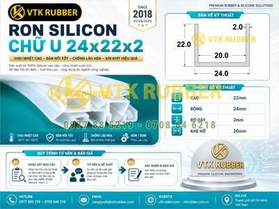 Ron silicon chữ U 24x22x2, khe 20mm tại Vĩnh Long